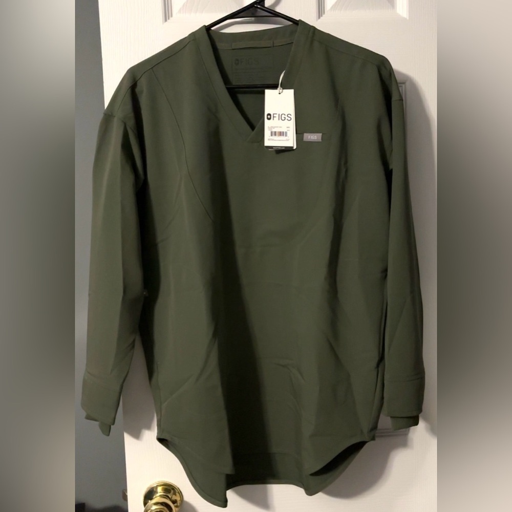 Figs Moss Halle Green Long Sleeve Scrub Top